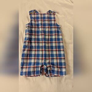 Janie and Jack Size 18-24 Months Baby Gingham Romper White Blue Red Gingham NWOT